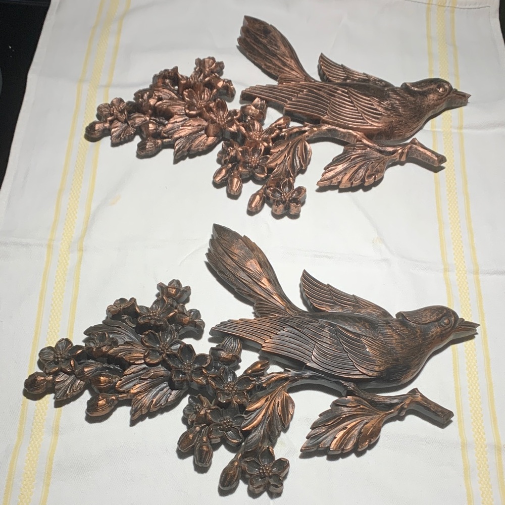 Vintage Copper Craft Bird Wall Decor set/2